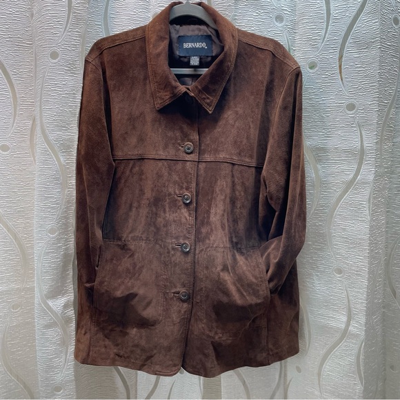 Bernardo Brown Suede Button-Front Jacket - Picture 3 of 13
